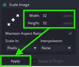 Sprite Scale Settings